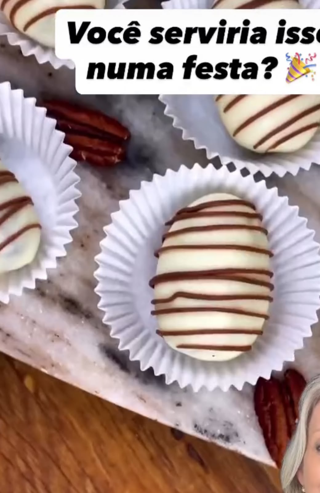 Registro fotográfico fornecido para Tâmaras recheadas com nozes e chocolate branco